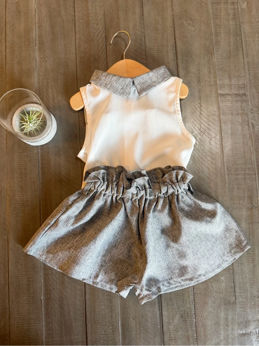 Girls Gray Grey Shorts Set